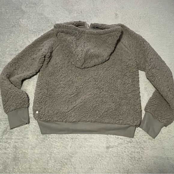 𝅺z by Zella up & over faux shearling zip hoodie in tan driftwood size medium - Picture 10 of 12